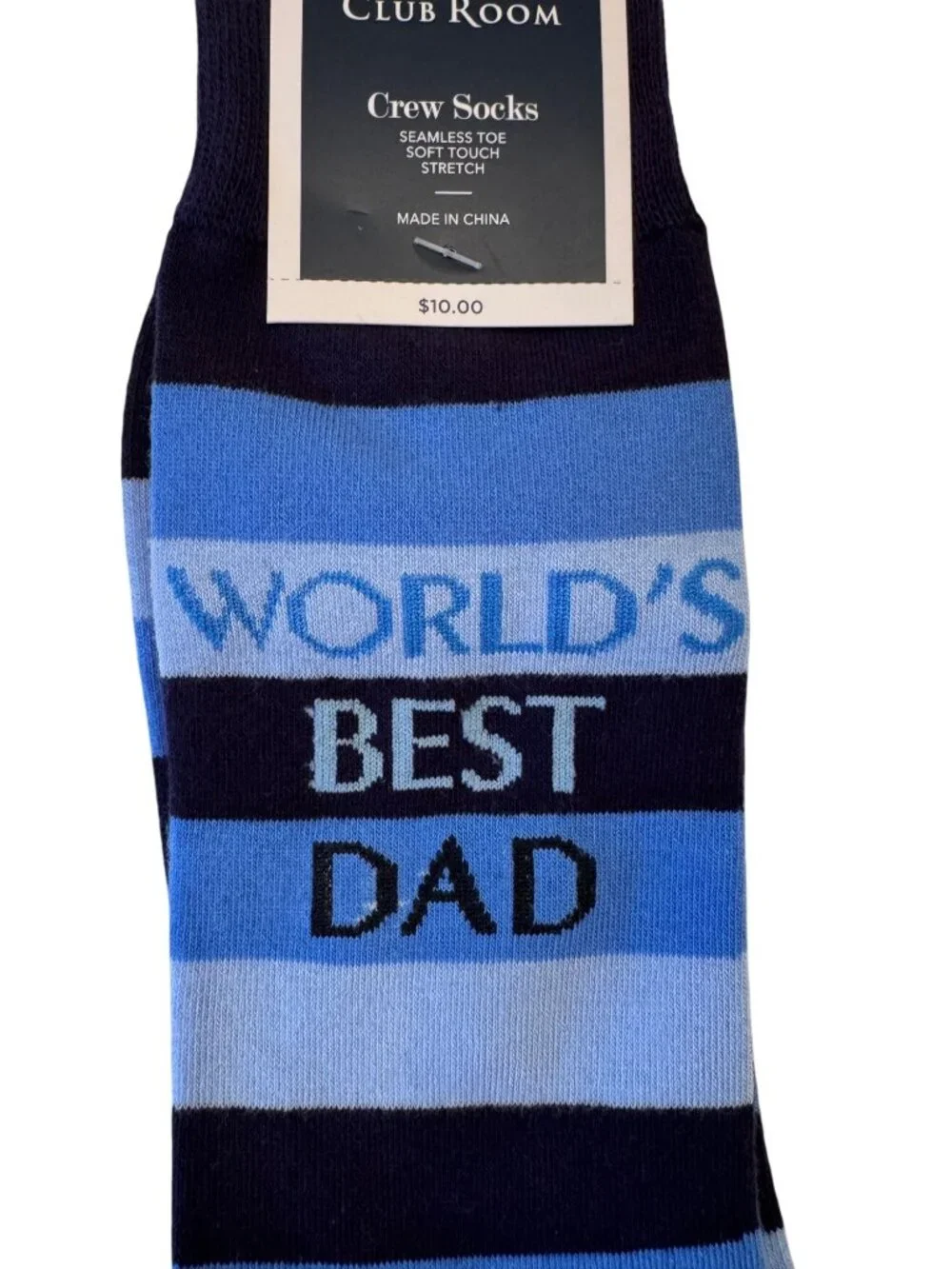 Club Room Crew Socks “ World’s Best Dad” NWT Blue  Father's Day